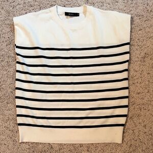 Chic White and Black Striped Sweater